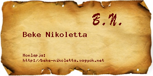 Beke Nikoletta névjegykártya