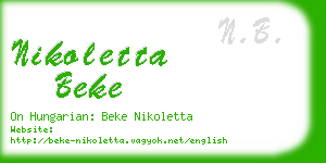 nikoletta beke business card